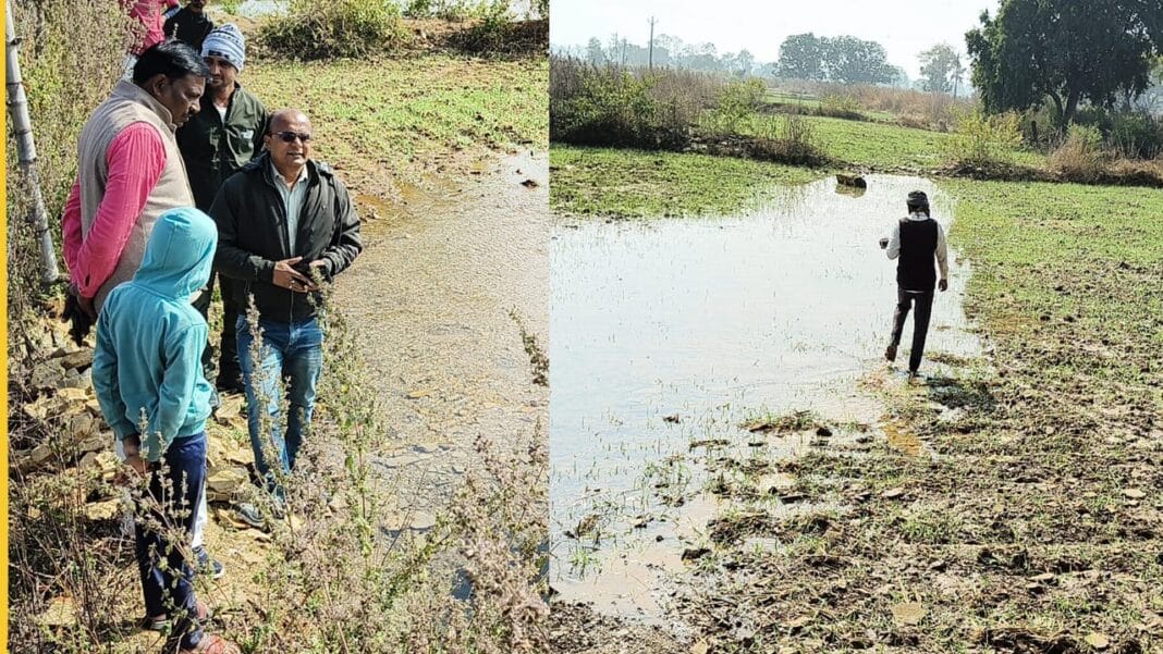 बिना बरसात लबालब भर गए किसानों के खेत,जल जीवन मिशन की सप्लाई लाइन फूटने से उपजे हालात,प्राईवेट कंपनी की लापरवाही से हजारों हेक्टेयर खेत तबाह