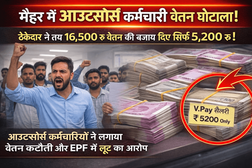 मैहर में आउटसोर्स कर्मचारियों को कम वेतन मिलने का विरोध, 16500 की जगह 5200 रुपये भुगतान का मामला