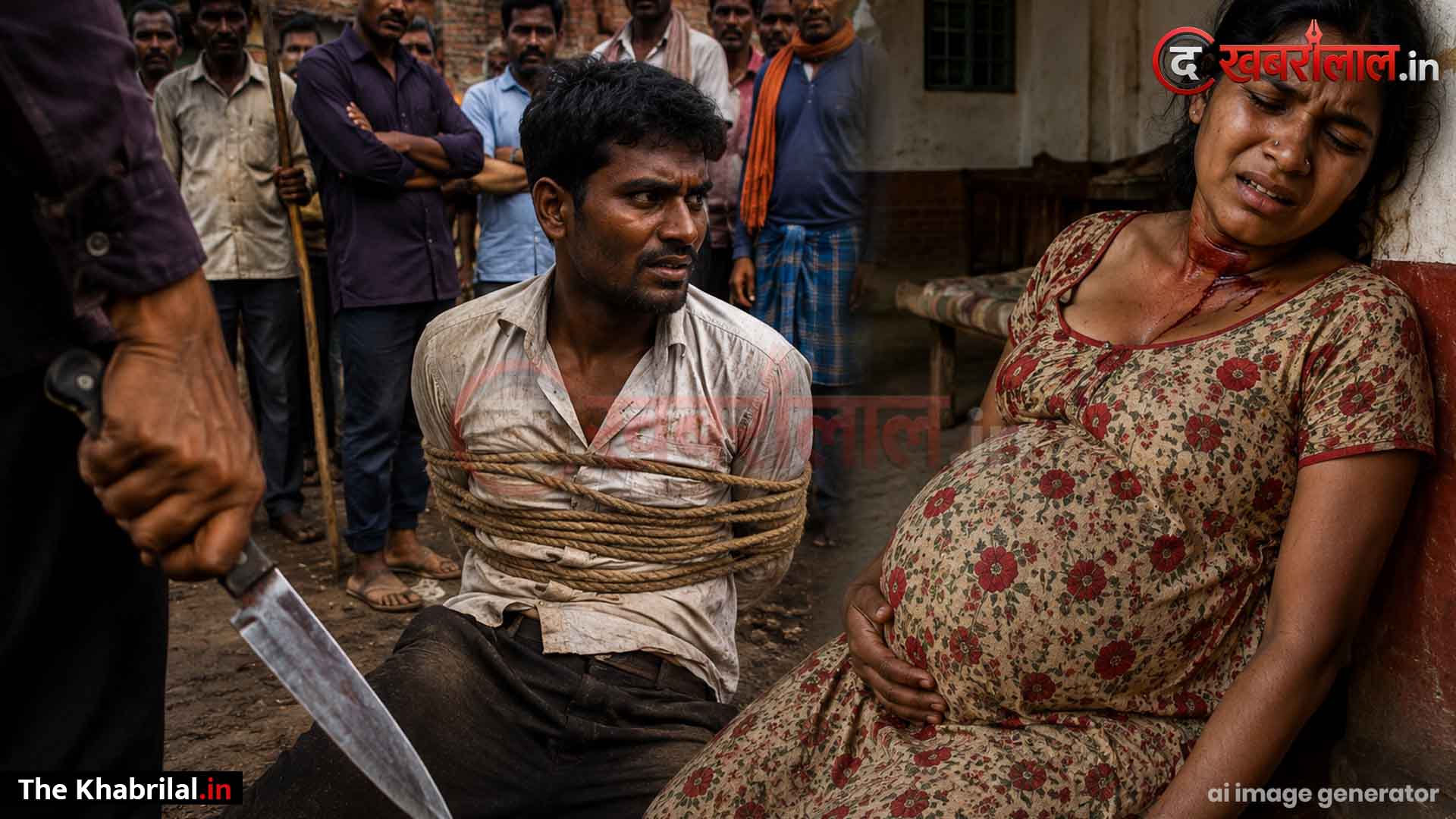 सतना में हैवानियत: ₹300 के विवाद में शराबी पति ने 7 माह की गर्भवती पत्नी को चाकू से गोदा! गर्दन-पेट पर किए कई वार; ग्रामीणों ने आरोपी को खंभे से बांधा